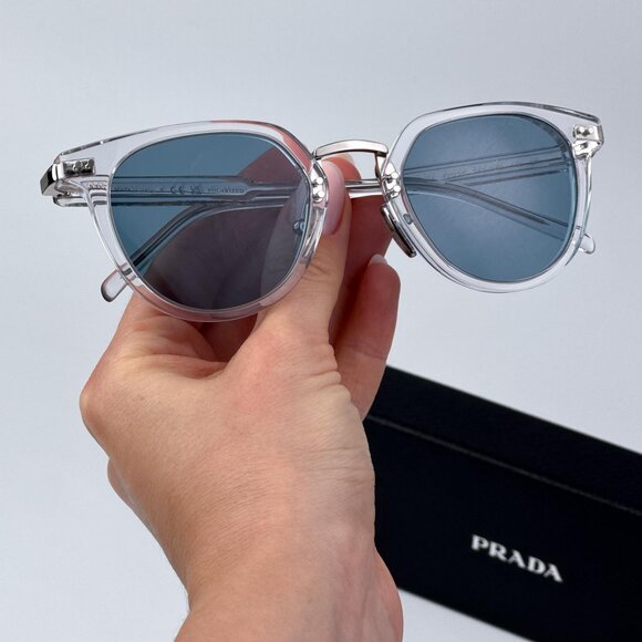 Prada PR17YS 2AZ04D Women BRAND NEW Sunglasses Crystal Green Polarized Oval - Picture 2 of 12